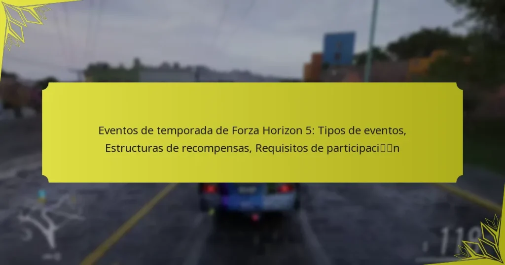 Eventos de temporada de Forza Horizon 5: Tipos de eventos, Estructuras de recompensas, Requisitos de participación